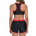 thumbnail image 7 of Perfectbot Women's Sporty Bikini Set, Color Block Two-Piece Swimsuit with High Waisted Boyshorts, 7 of 7