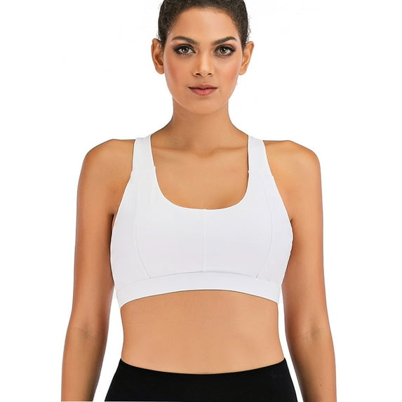 Womens Meduim Impact Sports Bras Criss Cross Back Sexy Running Bra Workout Running Crop Tops Longline Yoga Bra