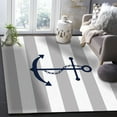 thumbnail image 5 of Area Rugs Indoor Non-Slip Rectangle Rug 4x6 Ft Grey Stripes Anchor Nautical Geometric Rug Rubber Backing Floor Mats Non Shedding Home Decor Carpet for Entryway Living Room, 5 of 8