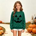 thumbnail image 5 of Risckoth Girl's Pumpkin Face Print Crew Neck Sweatshirt, Warm Long Sleeve Casual Pullover, 5 of 8
