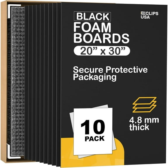 Foam Board, 10 Pack Foam Board 20x30, Black Foam Board, Presentation Foam Board, Acid Free Mounting Board, Foam Core
