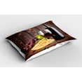 thumbnail image 2 of Wine Pillow Sham Red Wine Cabernet Bottle and Glass Cheese and Grapes on Wood Planks Print, Decorative Standard King Size Printed Pillowcase, 36 X 20 Inches, Brown Burgundy Cream, by Ambesonne, 2 of 2