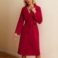 thumbnail image 2 of Womens Long Pea Coat Notch Lapel Trench Coat Winter Long Jacket with Belt Color: Red Size: L, 2 of 8