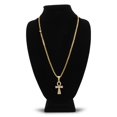 thumbnail image 3 of BEBERLINI Ankh Cubic Zirconia Pendant Cuban Link Chain Necklace 14K Gold Plated Stainless Steel Male Fashion Jewelry Set 3.7 mm 25", 3 of 7