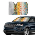 thumbnail image 4 of KAKALAD Vintage Colorful Artwork Painted On Wood Pattern 05 Universal Windshield Car Sun Shades Accordion Folding Auto Aluminum Sunshade 51"x 27.5", 4 of 9