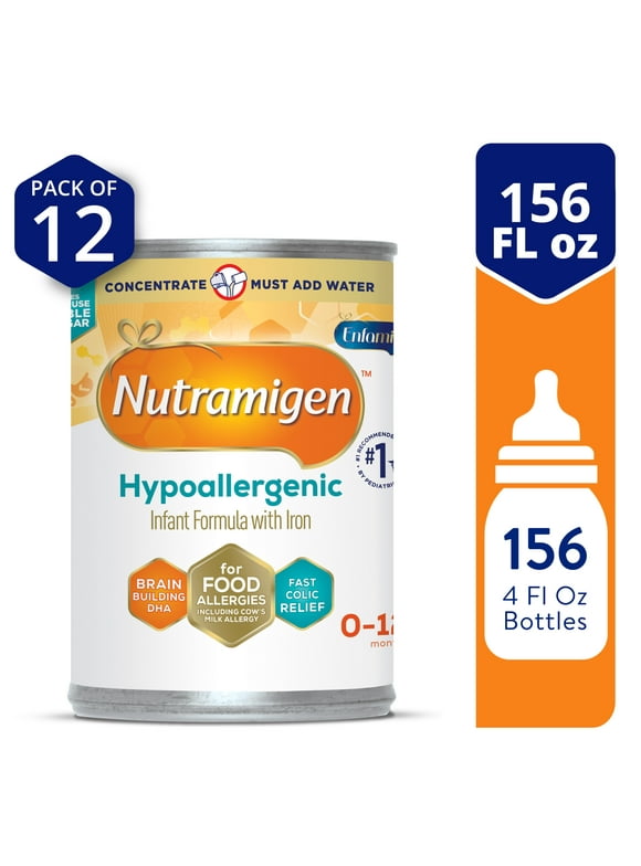 Nutramigen Hypoallergenic Baby Formula, Lactose Free, Colic Relief from Cow's Milk Allergy Starts in 24 Hours, Brain Building Omega-3 DHA for Immune Support, 13 FL Oz (12 Count)