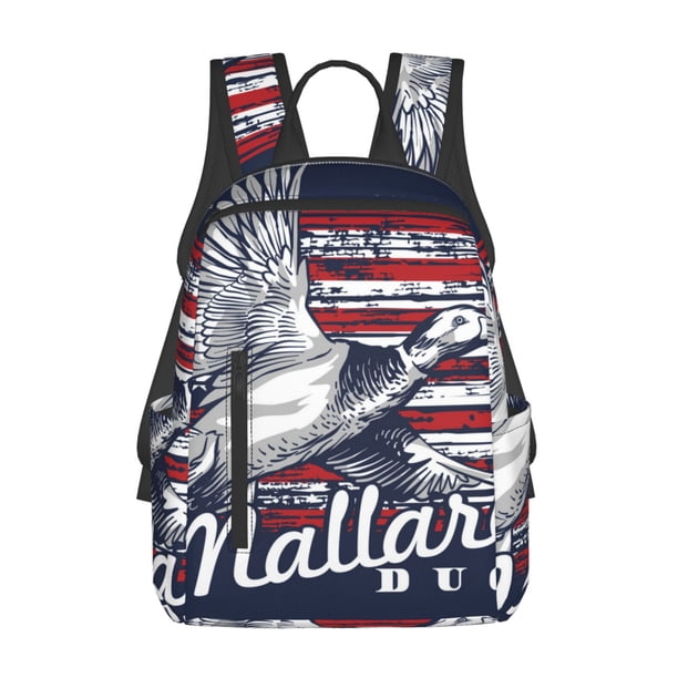 Balery Mallard Duck With American Flag Mochila ligera para hombre y mujer: duradera e impermeable, ideal para la escuela, el trabajo, viajes y uso diario.