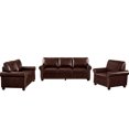thumbnail image 4 of Living Room With Storage - 1+2+3 Sectional In Burgundy Faux Leather Robust Solid Wood & Metal Frame Cozy High Elastic Sponge Cushions Easy 60-min Assembly Sparkling Silver Nails Ornament Removable, 4 of 6