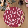 thumbnail image 3 of Red Geometric Round 13 Inch Placemats Set of 2, Abstract Stripes Modern Minimalist HeatResistant Non Slip Place Mats for Dining Table, Wipeable Braided Kitchen Table Mats for Housewarming, 3 of 9