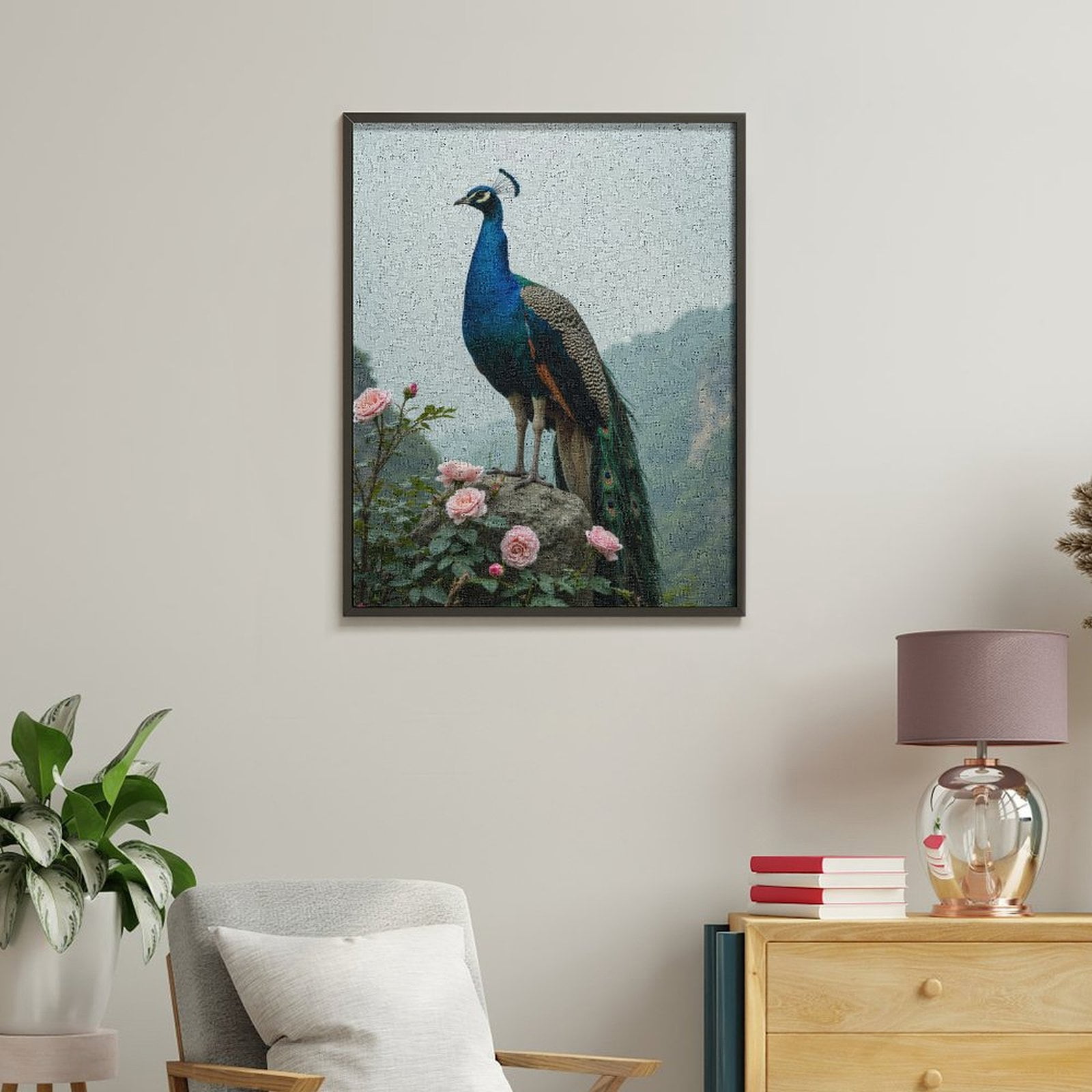 Paint by Numbers Kit for Adults, Peacock Rose Nature Scenic Beauty Paint by Numbers, Easy Paint by Numbers Kit for Adults Beginner, DIY Adult Paint by Number Kits on Canvas, 12x16in Home Decor