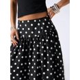 thumbnail image 7 of Black Polka Dot A-Line Midi Skirt For Women, Flowing Cotton Skirt With Elastic Waistband, 7 of 7