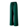 thumbnail image 6 of Endives Women's Wide Leg Pants Textured Elastic High Waisted Solid Color Flared Elegant Casual Pants Blackish Green, 6 of 7