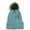 Light Blue, variant on Mikilon Women Winter Thick Knitted Pom-Pom Hats Solid Color ‌Plus Velvet Hats Comfortable Fsahion Warm Hats
