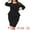 Black, variant on DARING DIVA Plus Size Peplum Pencil  3/4 Sleeve Flared Sheath Dress 1X Black