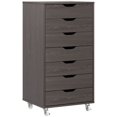 thumbnail image 1 of Classeur Mobile à 7 Tiroirs à Grain de Bois Gris pour Rangement de Bureau à Domicile - 35,4 Pouces de Hauteur, Support d'Imprimante Roulant avec Roues et Conception Anti-Basculement, 1 of 7