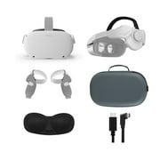 2021 Oculus Quest 2 All-In-One VR Headset, Touch Controllers, 128GB SSD, 3D Audio, Mytrix Head Strap, Carrying Case, Link Cable (3M), Grip Cover, Lens Cover