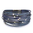 thumbnail image 1 of Bracelets Multi-Couches en Métal wrap Perles Bracelets en Cuir Bleu (HTOOQ), 1 of 4