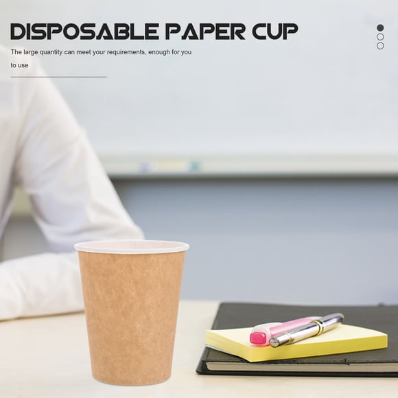 RENACLIPY 50Pcs Thickened Brown Paper Cups Disposable Coffee Cup for Office and Home Use