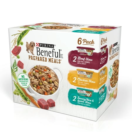 Purina Beneful Prepared Meals Beef Stew, Chicken Stew, and Savory Rice & Lamb Stew Adult Wet Dog Food Variety Pack - (6) 10 oz. Tubs