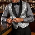 thumbnail image 2 of FINALGANG Men's Sequin Sleeveless Vest With Bow Tie Set Solid Color Shiny Button Front V Neck Relaxed Fit Gilet For Party Formal Dress Wear Leisure Top, 2 of 6