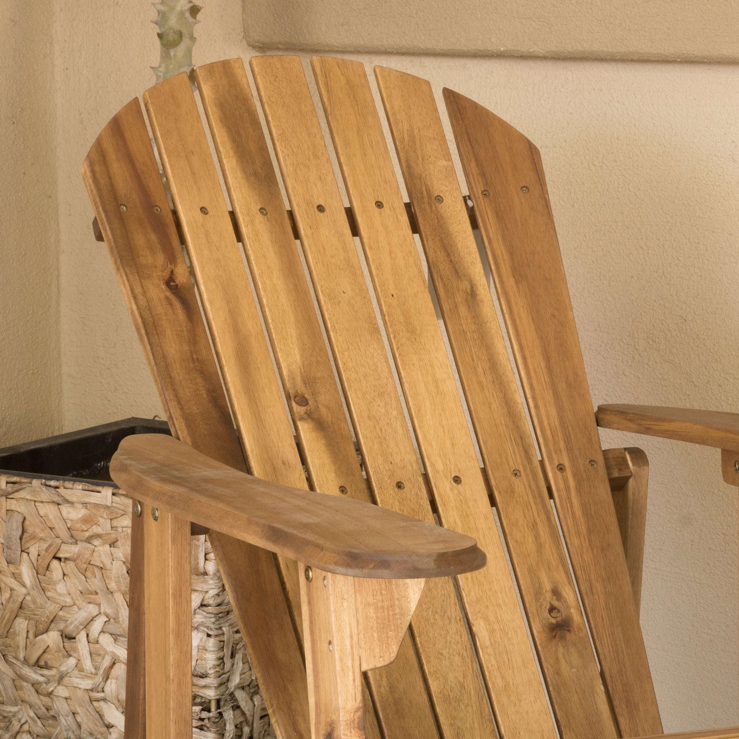 Morgan Folding Wood Adirondack Chair, Set of 2, Natural Stain