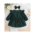 thumbnail image 3 of xiaxaixu Bébé Fille Robe de Couleur Unie Manches Longues Robe Arc Bandeau Cadeaux, 3 of 9