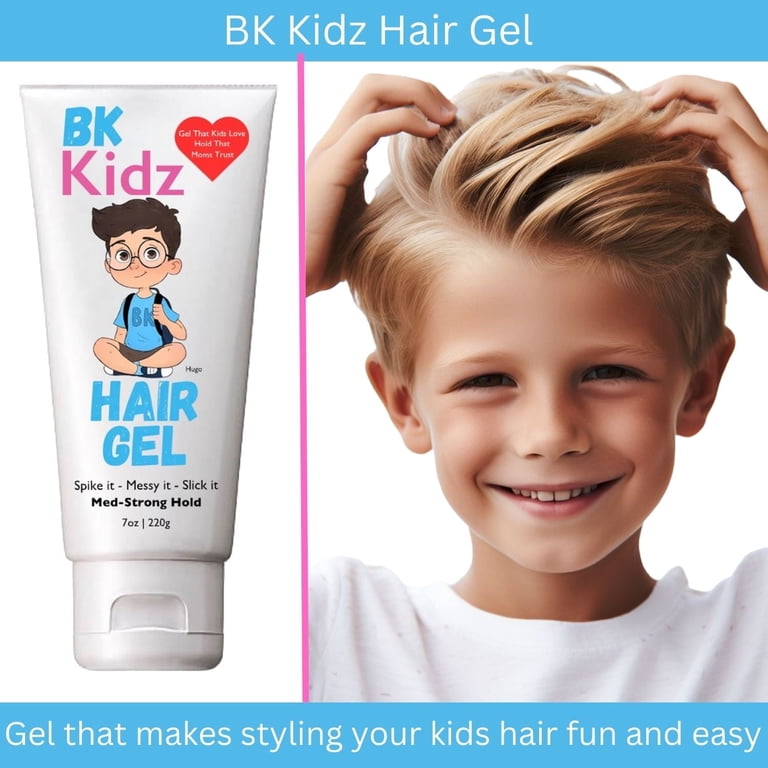 Boys Hair Gel 7oz - Bk Kidz - Med to Strong Hold -spike it - messy