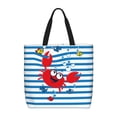 thumbnail image 1 of Balery Red Funny Crab on Blue Stripe Bolsa de Mano para Mujeres con Cremallera, Bolsa de Gimnasio con Compartimentos, Bolsa para Laptop, Bolsa para Trabajo, 1 of 7