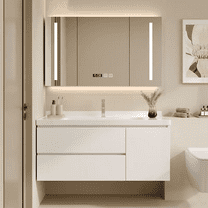 27.5" Wall mounted Bathroom Vanity With Mirror Sink & Faucet, Floating Cabinet With 2 Drawers