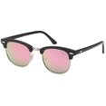 thumbnail image 2 of ALTEC VISION Vintage Retro Classic Half Frame Horn Rimmed Sunglasses with Polycarbonate Lenses - Mirror Pink Lens on Black Frame, 2 of 3