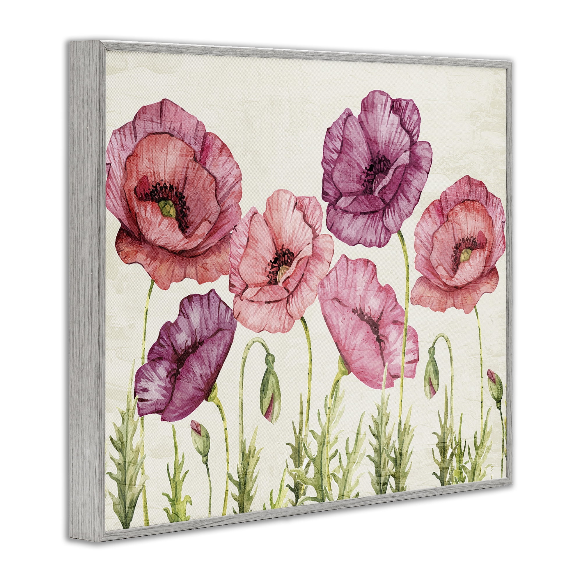 Stupell Industries Poppy Days Vintage Blooms Gray Framed Giclee Art, design by Kim Allen