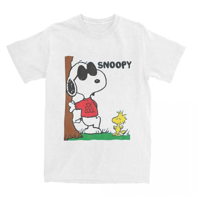 Camiseta de algodón de anime para hombre y mujer, Snoopy, JOE COOL, The Peanuts, Charlie Brown, ropa, camisetas vintage para adultos