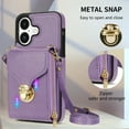 thumbnail image 5 of Mantto Crossbody Wallet Case for iPhone 16 (6.1 inch),Premium PU Leather Metal Buckle Large Capacity Zipper Pocket Card Holder Shockproof Kickstand Phone Case with Shoulder Strap,Purple, 5 of 8