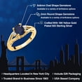 thumbnail image 2 of Gem Stone King 18K Yellow Gold Plated Silver Blue Sapphire and White Lab Grown Diamond 3 Stone Engagement Ring for Women | 1.88 Cttw | Oval 8X6MM | Round 2MM | Gemstone September Birthstone | Size 9, 2 of 6