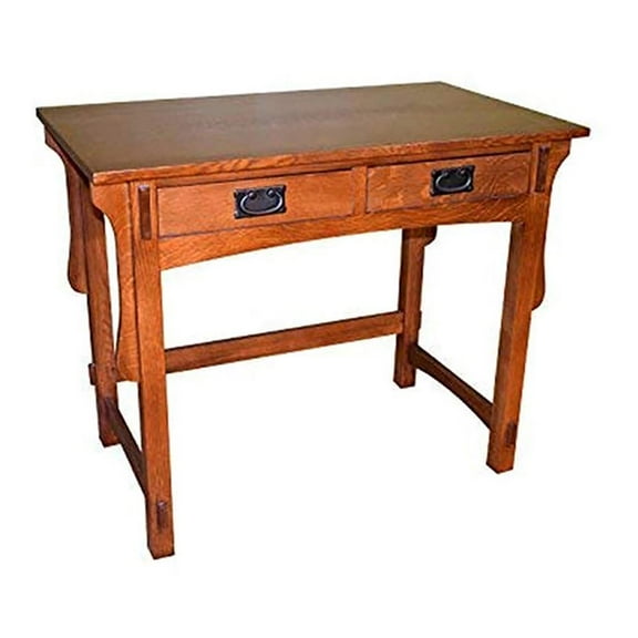Pemberly Row Modern Arts and Crafts Wood Library Table in Cherry