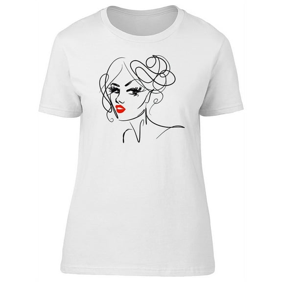 Beautiful Girl, Fashion Sketch T-Shirt Women -Image by Shutterstock, Female Large