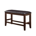thumbnail image 1 of "Banco alto de madera con asiento de cuero sintético, marrón" Benzara BM215452, 1 of 2