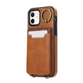 thumbnail image 7 of Wallet Back Case for iPhone 11 with Wrist Strap, Stylish Magnetic Card Holder Finger Ring Kickstand PU Leather Lanyard Shockproof Slim Phone Case Cover for iPhone 11, Brown, 7 of 7