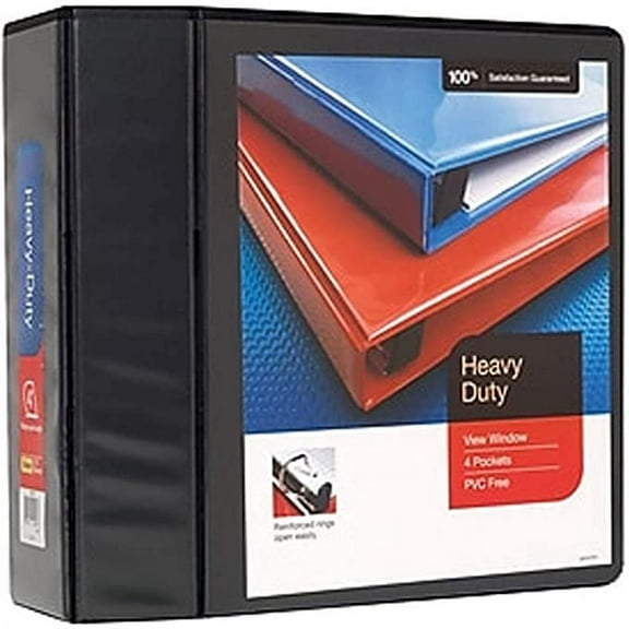 MyOfficeInnovations Heavy Duty 4" 3-Ring View Binder Black (24695) 82664