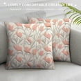 thumbnail image 3 of RUIYC Rose Throw Pillow Cushion Cover, Pink Tulip Flower Silhouettes Pattern Abstract Stems Buds Print, Decorative Square Accent Pillow Case, , White Coral, 3 of 5