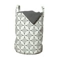 thumbnail image 1 of Abstract Laundry Bag, Repeating Circles Retro Style Composition of Geometrical Rhombus Like Motifs, Basket with Handles Drawstring Closure for Laundromats, 13" x 19", Ivory Dimgray, by Ambesonne, 1 of 4