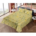 thumbnail image 4 of Ambesonne Cottagecore Fitted & Flat Sheet with Sham 3 Pcs Set, Art Spring Lily Pattern, Twin, Pale Olive Green Mustard, 4 of 5