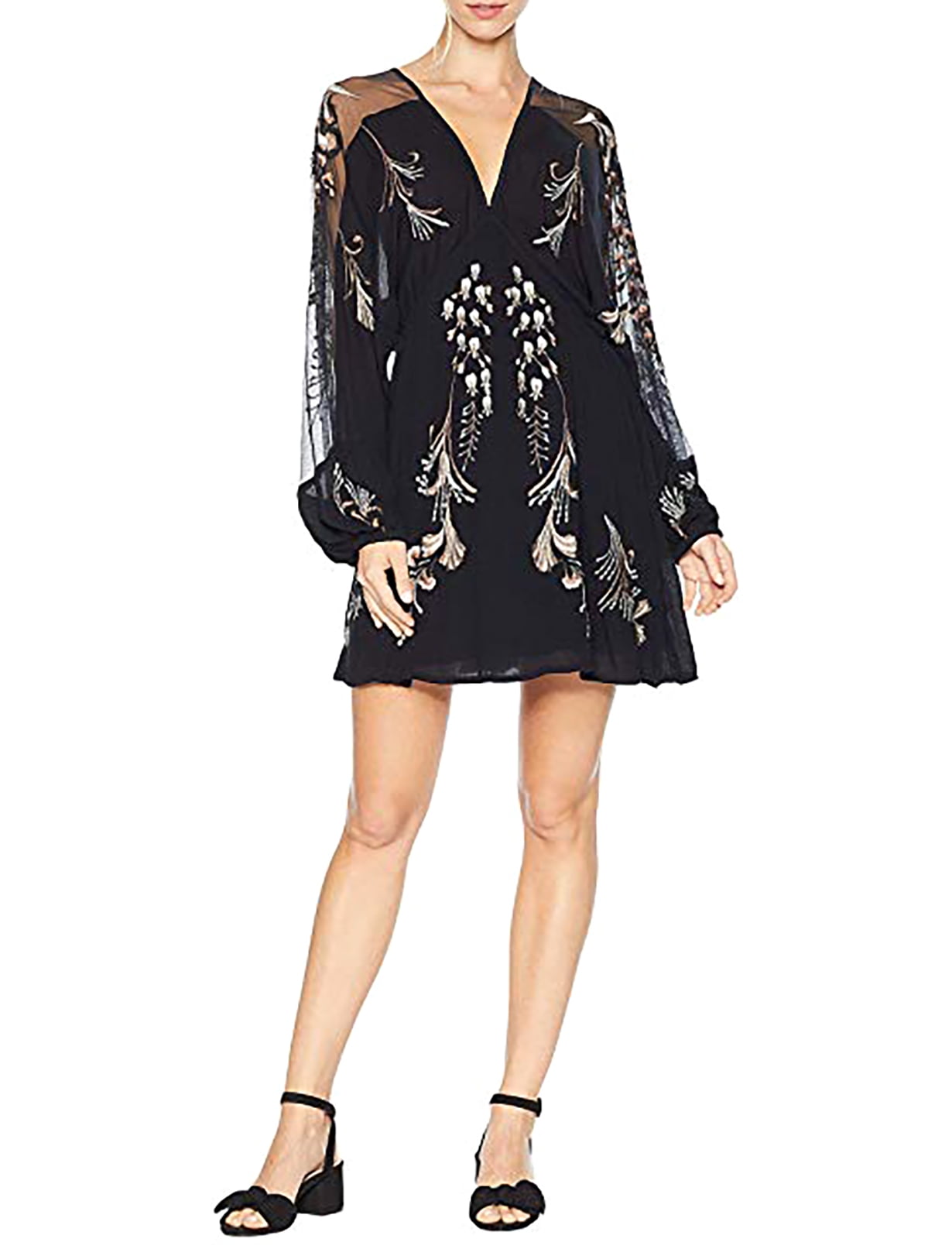 free people bonjour embroidered mini dress
