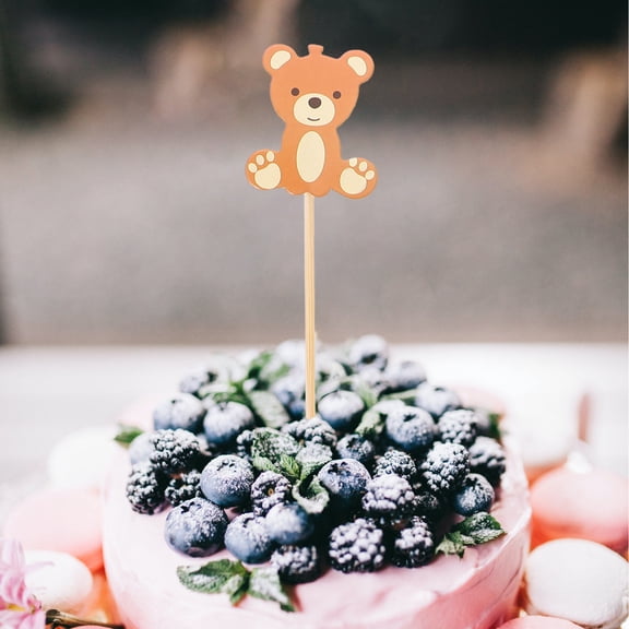 MLINS 60 Pcs Insert Cake Bear Shaped Cupcake Toppers Decorative Prop