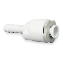 Push-Fit Adapter Fitting, 1/4 in Tube Size, Acetal, White, 10 PK