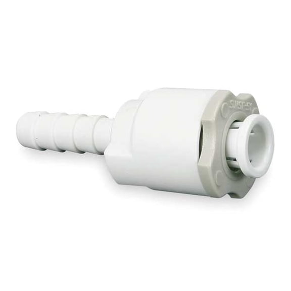 Push-Fit Adapter Fitting, 1/4 in Tube Size, Acetal, White, 10 PK