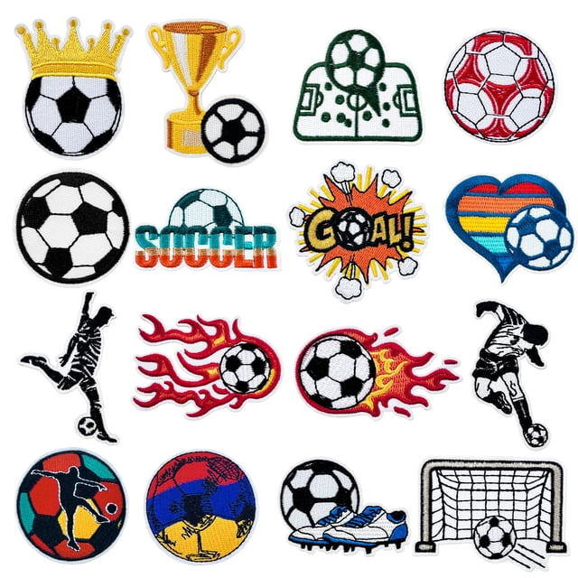 Puideon Set DIY de 16 parches termoadhesivos de fútbol para la Copa Mundial