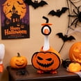 thumbnail image 5 of LOWLHOME 7 Inch Halloween Pumpkin Outfit, 2 Colors Orange Black Handmade Non Woven Dress, Mini Porch Goose Clothes Yard Silly Lawn Duck Shirt, Halloween Christmas Tabletop Decorative(Full smile), 5 of 6