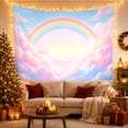 thumbnail image 3 of Centered Pastel Rainbow Above Symmetrical Cloud Layers, Serene Illustration for Sky Lovers, Rainbow Wall Art, Housewarming Gift, Tapestry Wall Hanging for Bedroom and Studio, 3 of 7