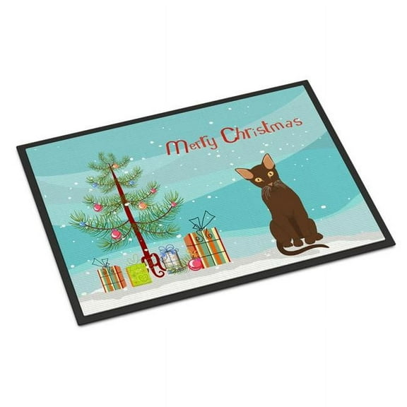 Carolines Treasures CK4803JMAT 24 x 36 in. Suphalak Cat Merry Christmas Indoor or Outdoor Mat